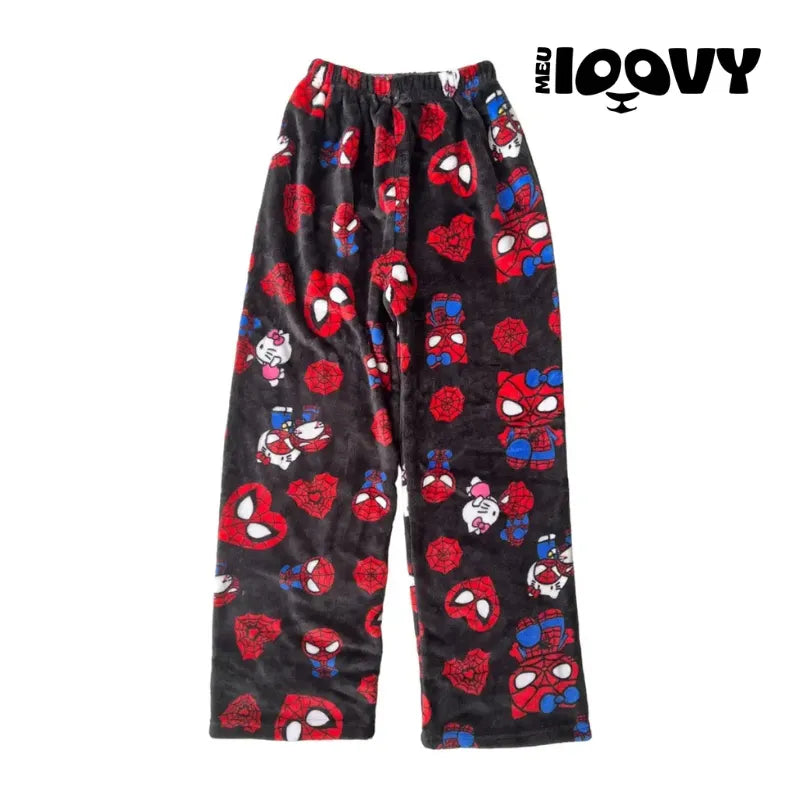 Calça Moletom Casal Hello Kitty & Homem-Aranha