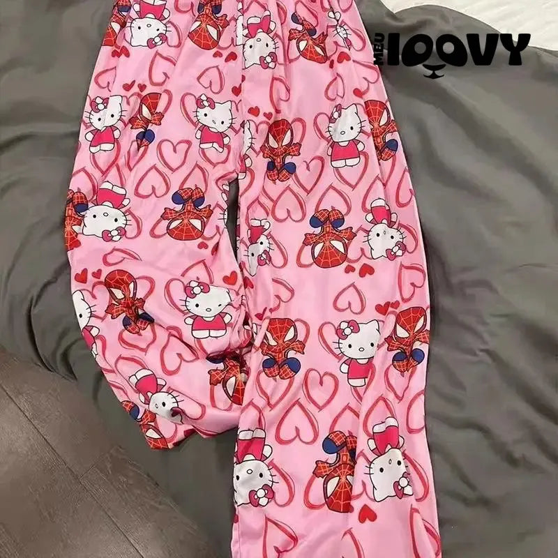 Calça Moletom Casal Hello Kitty & Homem-Aranha