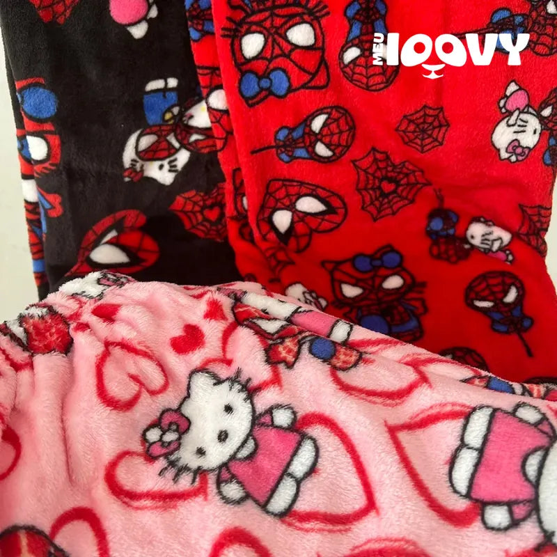 Calça Moletom Casal Hello Kitty & Homem-Aranha