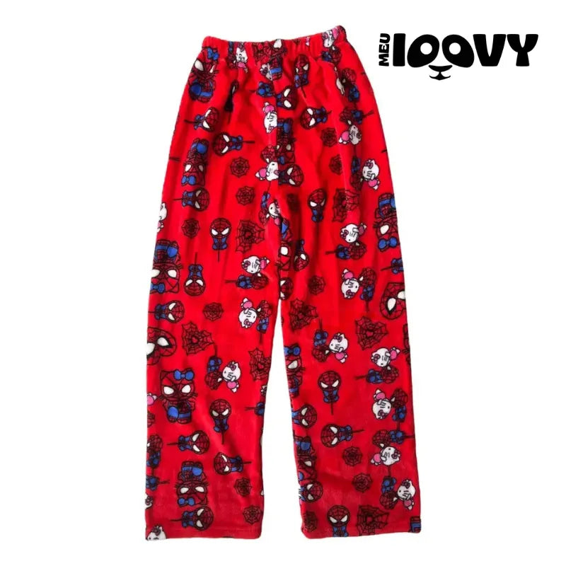 Calça Moletom Casal Hello Kitty & Homem-Aranha