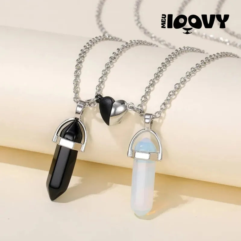 Colar Prata Casal Cristal