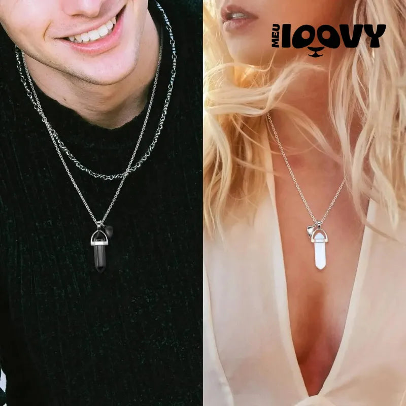 Colar Prata Casal Cristal