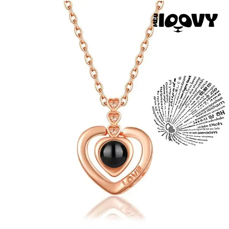 Colar de Projeção "Eu Te Amo" em 100 Idiomas